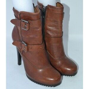 Barbara Bui Leather Ankle Moto Boots‎ Size 37, Made in Italy